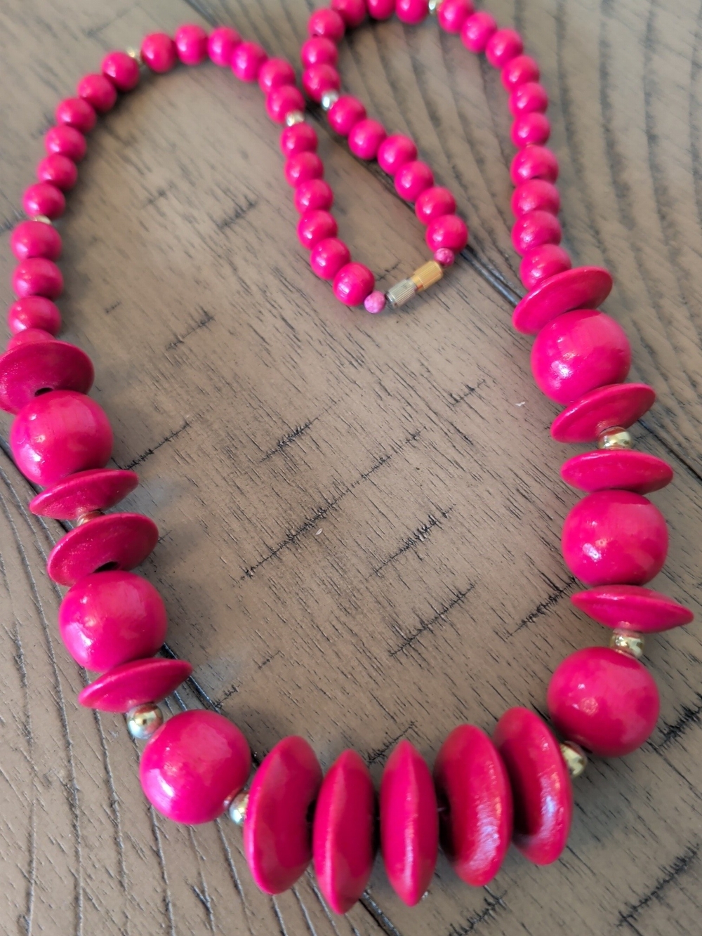 2 For $20.00- Bold Hot Pink Beaded Necklace - Unbranded